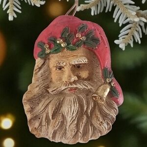 Vintage Victorian Santa Claus Face Ornament